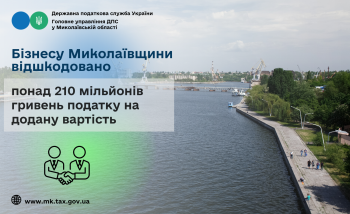 Бізнесу Миколаївщини відшкодовано понад 210 мільйонів гривень податку на додану вартість 