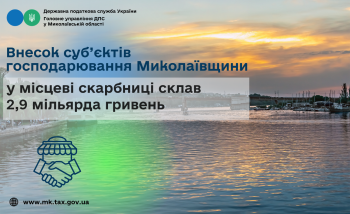 Внесок суб’єктів господарювання Миколаївщини у місцеві скарбниці склав 2,9 мільярда гривень