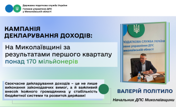 Кампанія декларування доходів: На Миколаївщині за результатами першого кварталу понад 170 мільйонерів