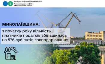 Миколаївщина: з початку року кількість платників податків збільшилась на 576 суб’єктів господарювання