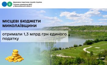 Місцеві бюджети Миколаївщини отримали 1,3 млрд грн єдиного податку
