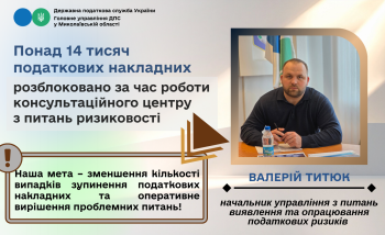 Валерій Титюк: за час роботи консультаційного центру з питань ризиковості розблоковано понад 14 тисяч податкових накладних